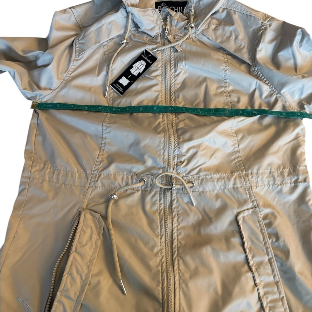 Big Chill Women's Beige Hooded Water Resist Windbreaker cinchwaist Jacket Small - Picture 7 of 16